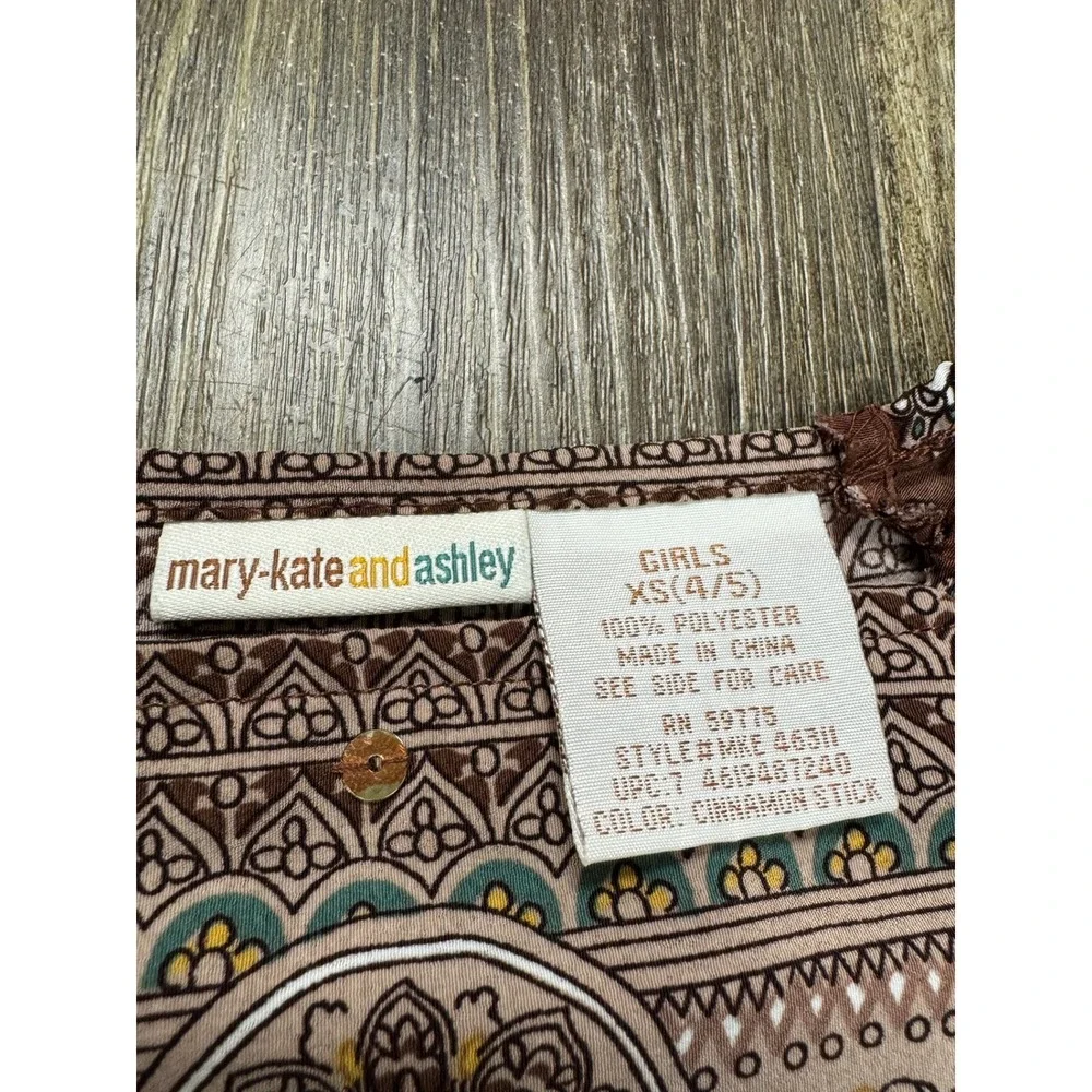 Mary-Kate and Ashley Girls XS 4/5‎ Cinnamon Paisley Sequin Bell Sleeve Tunic Top